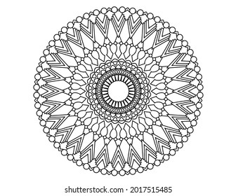 Mandala Black and white Vector illustration, decorative ornament, Mehndi design, tattoo, mandala coloring page, coloring book, adult coloring book