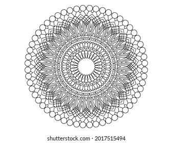 Mandala Black and white Vector illustration, decorative ornament, Mehndi design, tattoo, mandala coloring page, coloring book, adult coloring book