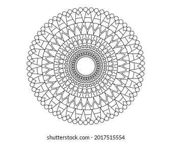 Mandala Black and white Vector illustration, decorative ornament, Mehndi design, tattoo, mandala coloring page, coloring book, adult coloring book