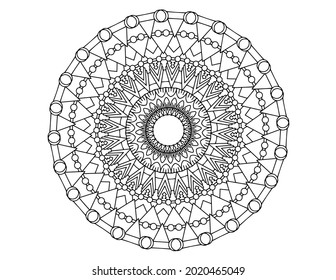 Mandala Black and white Vector illustration, decorative ornament, Mehndi design, tattoo, mandala coloring page, coloring book, adult coloring book