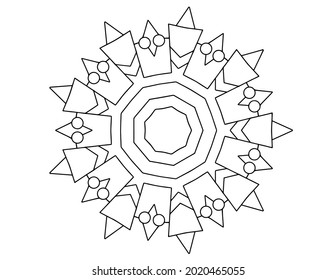 Mandala Black and white Vector illustration, decorative ornament, Mehndi design, tattoo, mandala coloring page, coloring book, adult coloring book