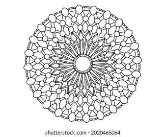 Mandala Black and white Vector illustration, decorative ornament, Mehndi design, tattoo, mandala coloring page, coloring book, adult coloring book