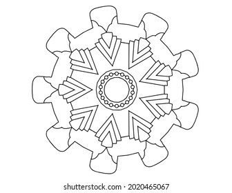 Mandala Black and white Vector illustration, decorative ornament, Mehndi design, tattoo, mandala coloring page, coloring book, adult coloring book