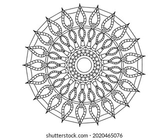 Mandala Black and white Vector illustration, decorative ornament, Mehndi design, tattoo, mandala coloring page, coloring book, adult coloring book