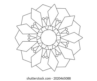 Mandala Black and white Vector illustration, decorative ornament, Mehndi design, tattoo, mandala coloring page, coloring book, adult coloring book