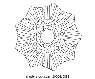 Ilustración del vector blanco y negro de Mandala, ornamento decorativo, diseño de Mehndi, tatuaje, página de coloreo de mandala, libro de colorear para adultos, libro de colorear para adultos