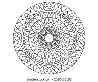 Mandala Black and white Vector illustration, decorative ornament, Mehndi design, tattoo, mandala coloring page, coloring book, adult coloring book