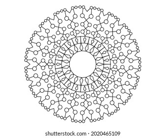 Mandala Black and white Vector illustration, decorative ornament, Mehndi design, tattoo, mandala coloring page, coloring book, adult coloring book