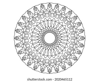Mandala Black and white Vector illustration, decorative ornament, Mehndi design, tattoo, mandala coloring page, coloring book, adult coloring book