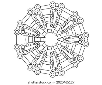 Mandala Black and white Vector illustration, decorative ornament, Mehndi design, tattoo, mandala coloring page, coloring book, adult coloring book