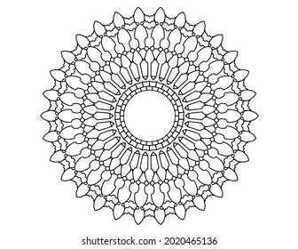 Mandala Black and white Vector illustration, decorative ornament, Mehndi design, tattoo, mandala coloring page, coloring book, adult coloring book