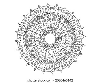 Mandala Black and white Vector illustration, decorative ornament, Mehndi design, tattoo, mandala coloring page, coloring book, adult coloring book