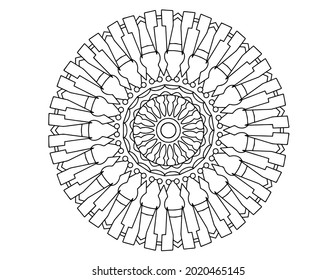Mandala Black and white Vector illustration, decorative ornament, Mehndi design, tattoo, mandala coloring page, coloring book, adult coloring book