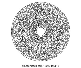 Mandala Black and white Vector illustration, decorative ornament, Mehndi design, tattoo, mandala coloring page, coloring book, adult coloring book