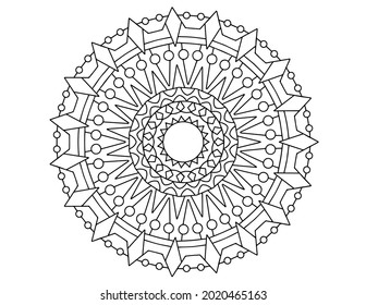 Mandala Black and white Vector illustration, decorative ornament, Mehndi design, tattoo, mandala coloring page, coloring book, adult coloring book