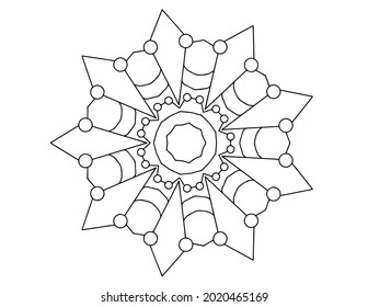 Mandala Black and white Vector illustration, decorative ornament, Mehndi design, tattoo, mandala coloring page, coloring book, adult coloring book