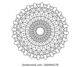 Mandala Black and white Vector illustration, decorative ornament, Mehndi design, tattoo, mandala coloring page, coloring book, adult coloring book