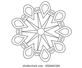 Mandala Black and white Vector illustration, decorative ornament, Mehndi design, tattoo, mandala coloring page, coloring book, adult coloring book
