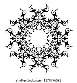 Mandala black and white  vector isolated on white. Vector hand drawn circular decorative element Indian Henna tattoo pattern or background Line geometric doily astrology retro vintage