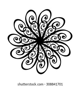 Mandala, Black and White, Vector, Ornate, Pattern.