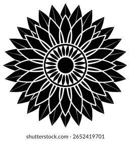 Mandala Bloom Noir et blanc Floral Symétrie