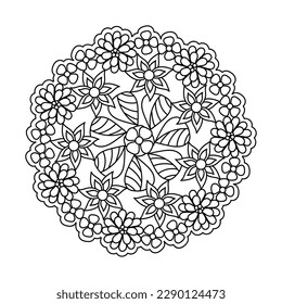 Mandala Blooming. Coloring book page . Vector illustration