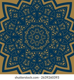 Mandala blue background. Ethnicity ornament. Ethnic style. Elements for invitation card. Oriental lace circular pattern, texture, tiled. Arabic, Islamic, moroccan, asian, indian native african motifs