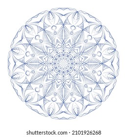 azul Mandala sobre un fondo blanco. Patrón étnico Ilustración vectorial. 