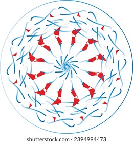 Mandala blue and red colour Design