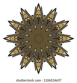 Mandala. Blue, red, gold color flower ornament. Vector cool illustration