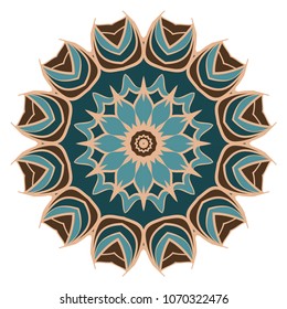Mandala. Blue, red, purple color flower ornament. Vector illustration