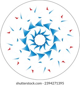 mandala blue and white red 