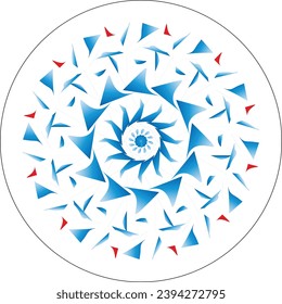 mandala blue and white red Design