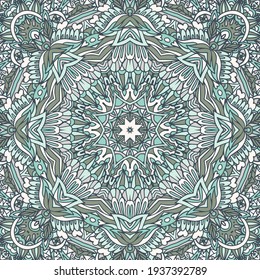 Mandala boho decorated background. Abstract geometric tiled ethnic seamless pattern ornamental. Rosette flourish