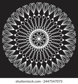  mandala, boho, ethnic patterns, t-shirt prints, coloring books for adults, yoga, meditation. Vector illustration of a stock isolated on a black background. Tattoo
background, Pattern Stencil Doodles 