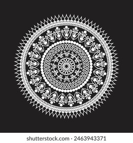   mandala, boho, ethnic patterns, t-shirt prints, coloring books for adults, yoga, meditation. Vector illustration of a stock isolated on a black background. Tattoo
background, Pattern Stencil Doodles