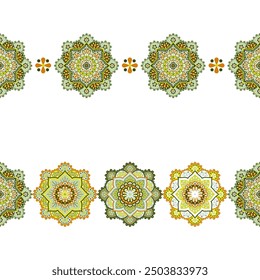 Conjunto de bordes sin costuras de Vector con motivos Boho de Mandala