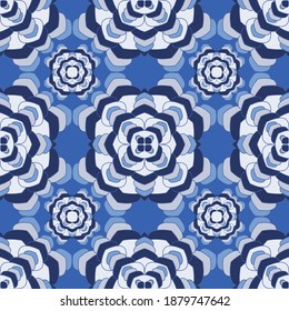Patrón ininterrumpido de Mandala Boho. Diseño vectorial de temática floral turca. Ornamento abstracto de azulejos de mandala floral. Tinta de batik floral étnica. Interminable plantilla de patrón sin fisuras de medallón.