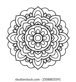 Mandala with Bold Lines and Symmetrical Design for Easy Coloring - Adults and Teens Coloring Book
