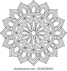 mandala, book, black and white, backgrounds, coloring, intricacy, design element, repetition, art, illustration, zen-like, adult, decoration, leaf, pattern, seamless pattern, single flower, vector