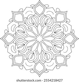 mandala, book, black and white, backgrounds, coloring, intricacy, design element, repetition, art, illustration, zen-like, adult, decoration, leaf, pattern, seamless pattern, single flower, vector