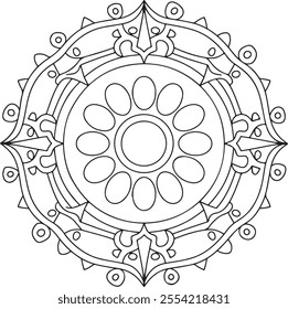 mandala, book, black and white, backgrounds, coloring, intricacy, design element, repetition, art, illustration, zen-like, adult, decoration, leaf, pattern, seamless pattern, single flower, vector