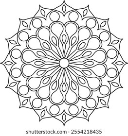 mandala, book, black and white, backgrounds, coloring, intricacy, design element, repetition, art, illustration, zen-like, adult, decoration, leaf, pattern, seamless pattern, single flower, vector