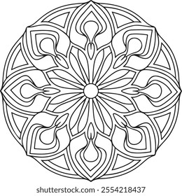 mandala, book, black and white, backgrounds, coloring, intricacy, design element, repetition, art, illustration, zen-like, adult, decoration, leaf, pattern, seamless pattern, single flower, vector