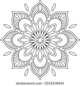 mandala, book, black and white, backgrounds, coloring, intricacy, design element, repetition, art, illustration, zen-like, adult, decoration, leaf, pattern, seamless pattern, single flower, vector