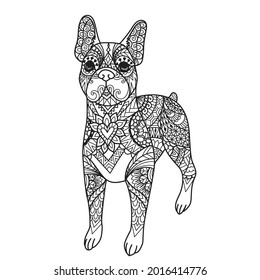 Mandala Boston terrier dog for printing  engraving laser cut  coloring book   so on  Vector illustration