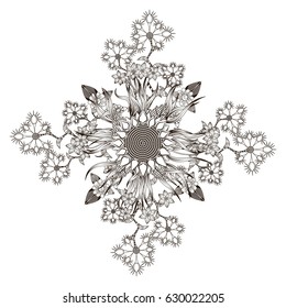 Mandala bouquet of wildflowers and daffodils form a diamond