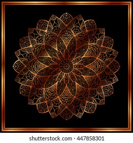 Mandala. Bronze mandala. Copper mandala. Royal decorative symbol.