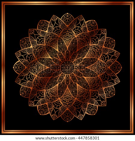 Mandala. Bronze mandala. Copper mandala. Royal decorative symbol.