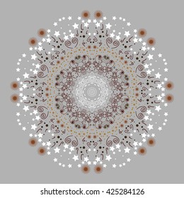 Mandala brown. White background.